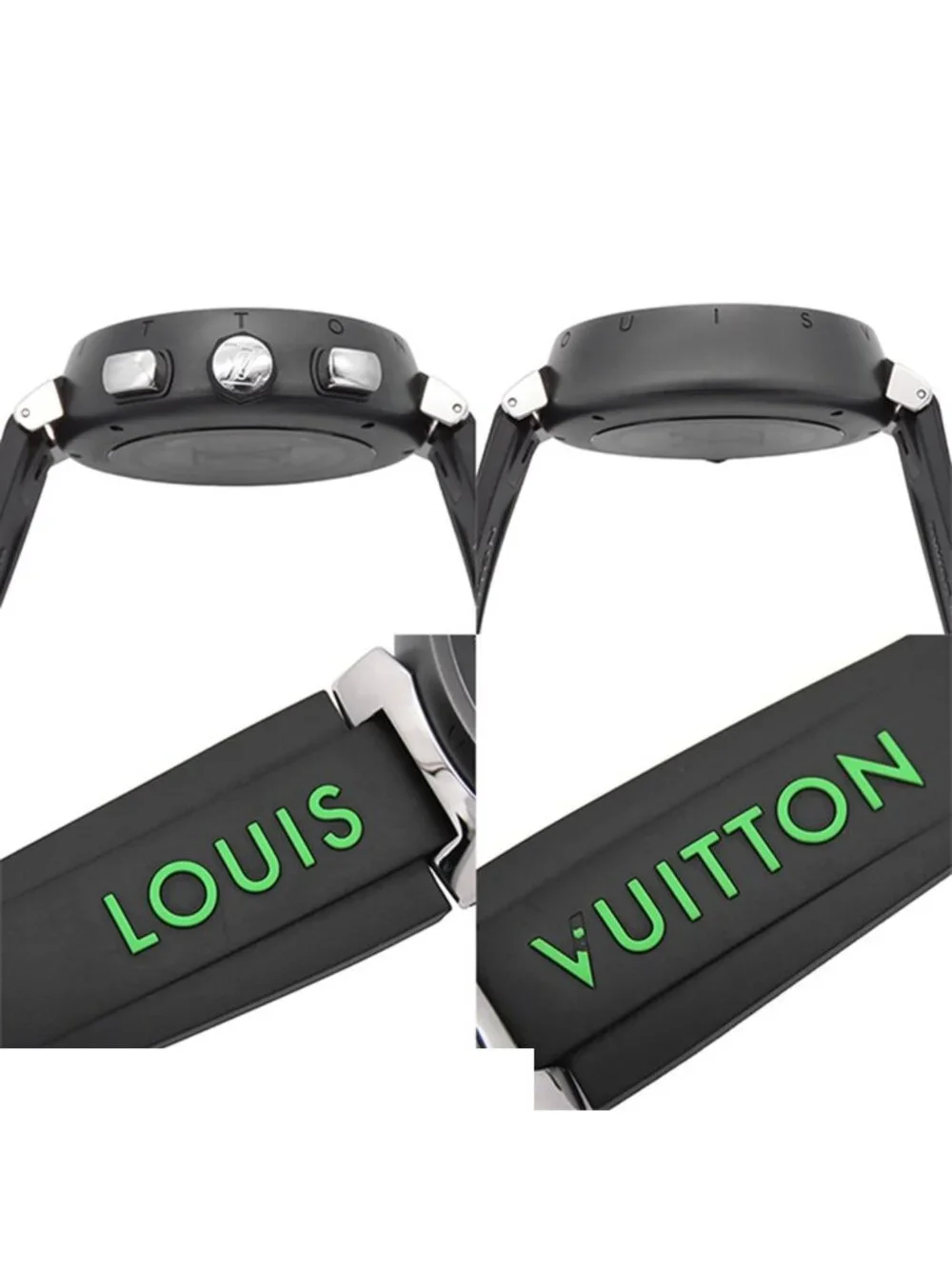 Louis Vuitton Tambour Chronograph Damier Graphite Lace Black SS Rubber Watch
